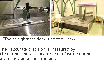 (The straightness data is posted above.) Their accurate precision is measured by either non-contact measurement instrument or 3D measurement instrument.